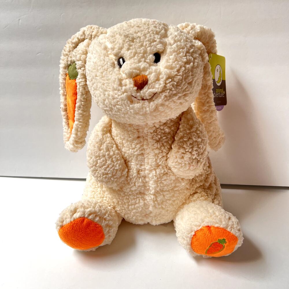 Animal Adventure Sherpa Easter Bunny Rabbit Plush Sitting Stuffed Animal ‎ 11"
